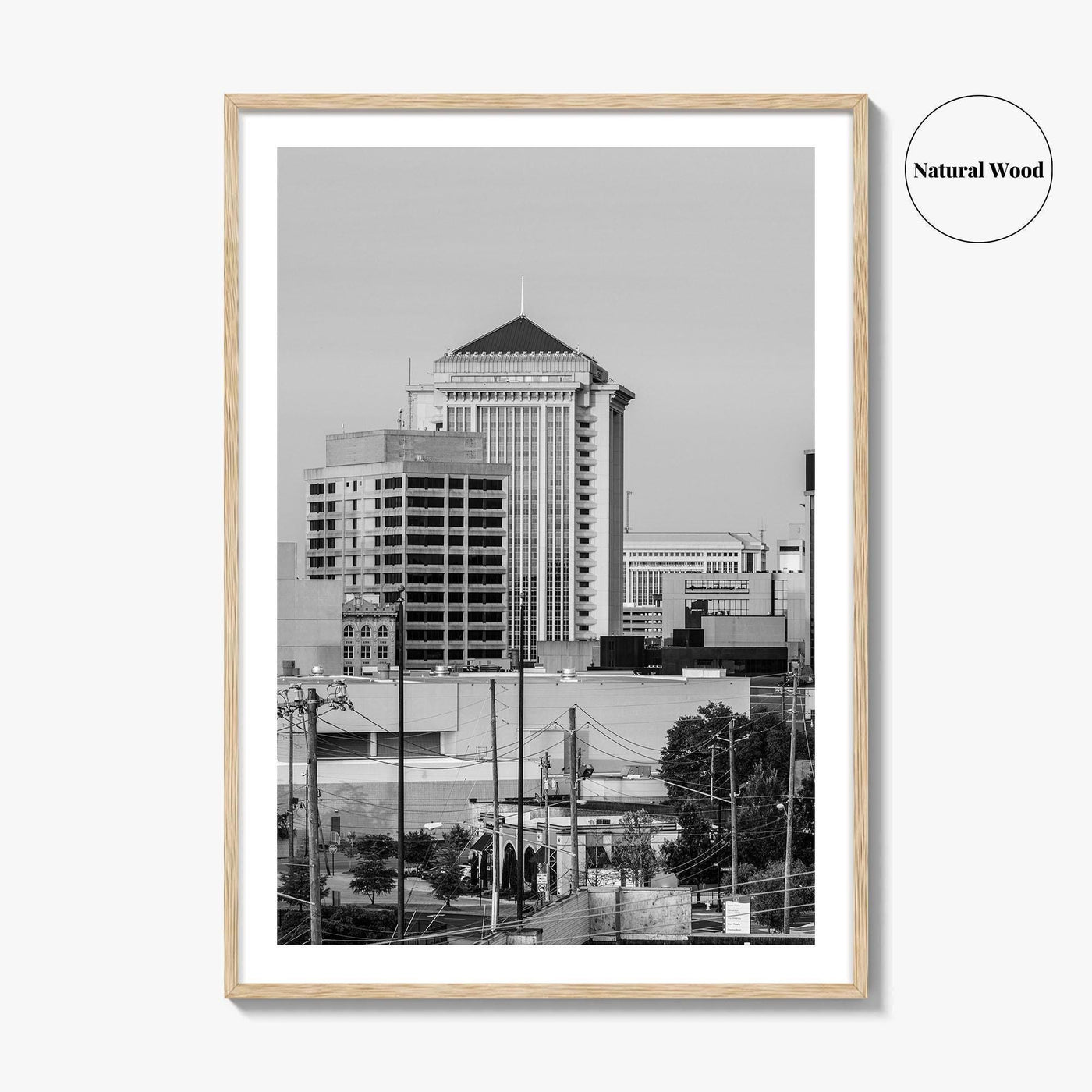 Montgomery Skyline Black and White Fine Art Photo Print, Downtown, Alabama USA Poster