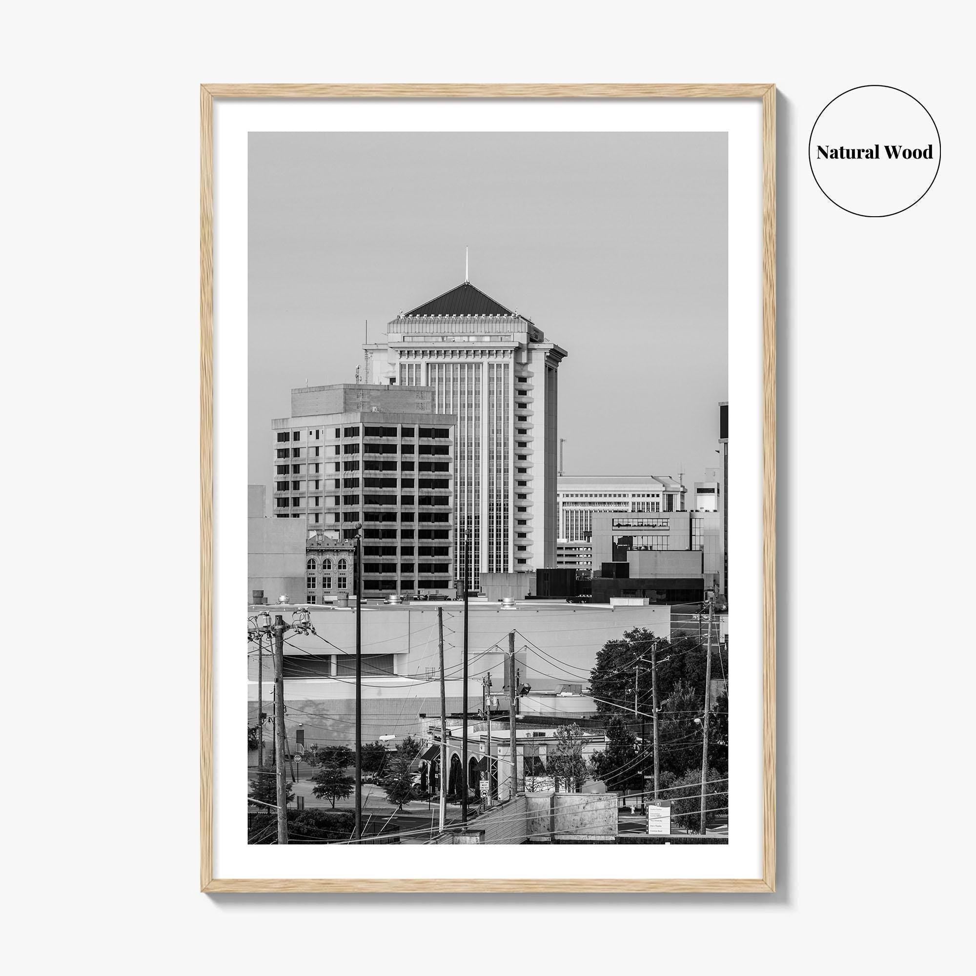 Montgomery Skyline Black and White Fine Art Photo Print, Downtown, Alabama USA Poster