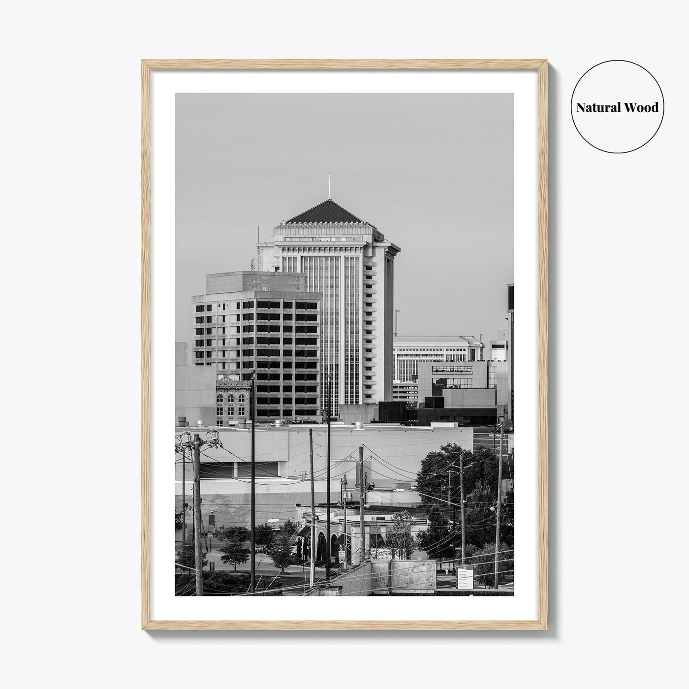 Montgomery Skyline Black and White Fine Art Photo Print, Downtown, Alabama USA Poster