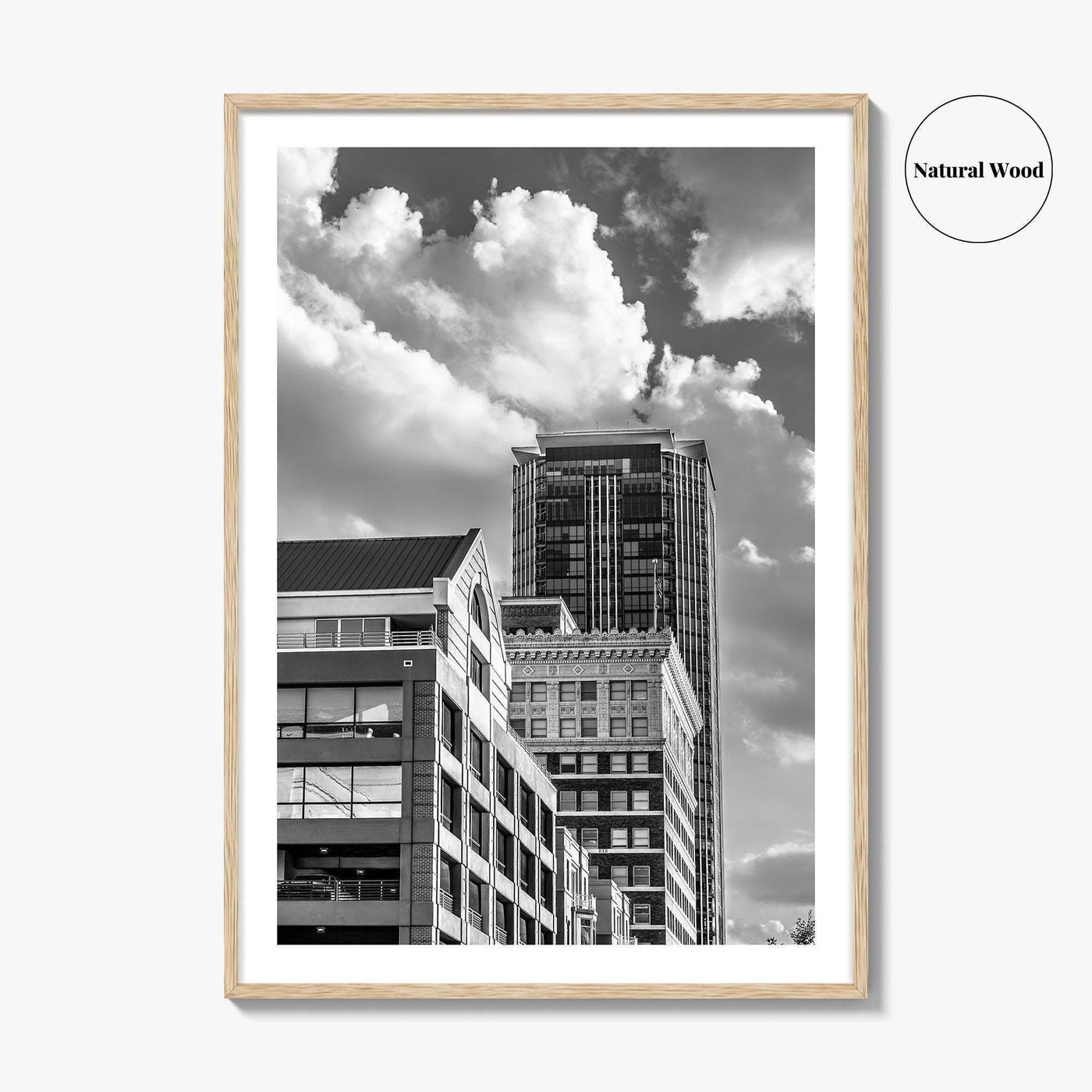 Fort Worth Black and White Fine Art Photo Print, Downtown Texas USA Poster