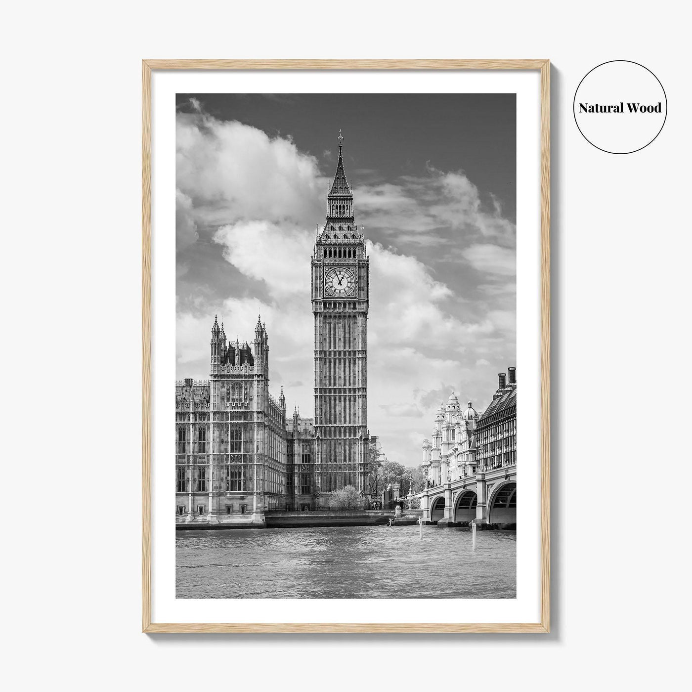London Black and White Fine Art Photo Print, Big Ben Parliament UK Poster