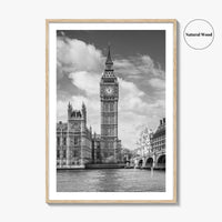 London Black and White Fine Art Photo Print, Big Ben Parliament UK Poster