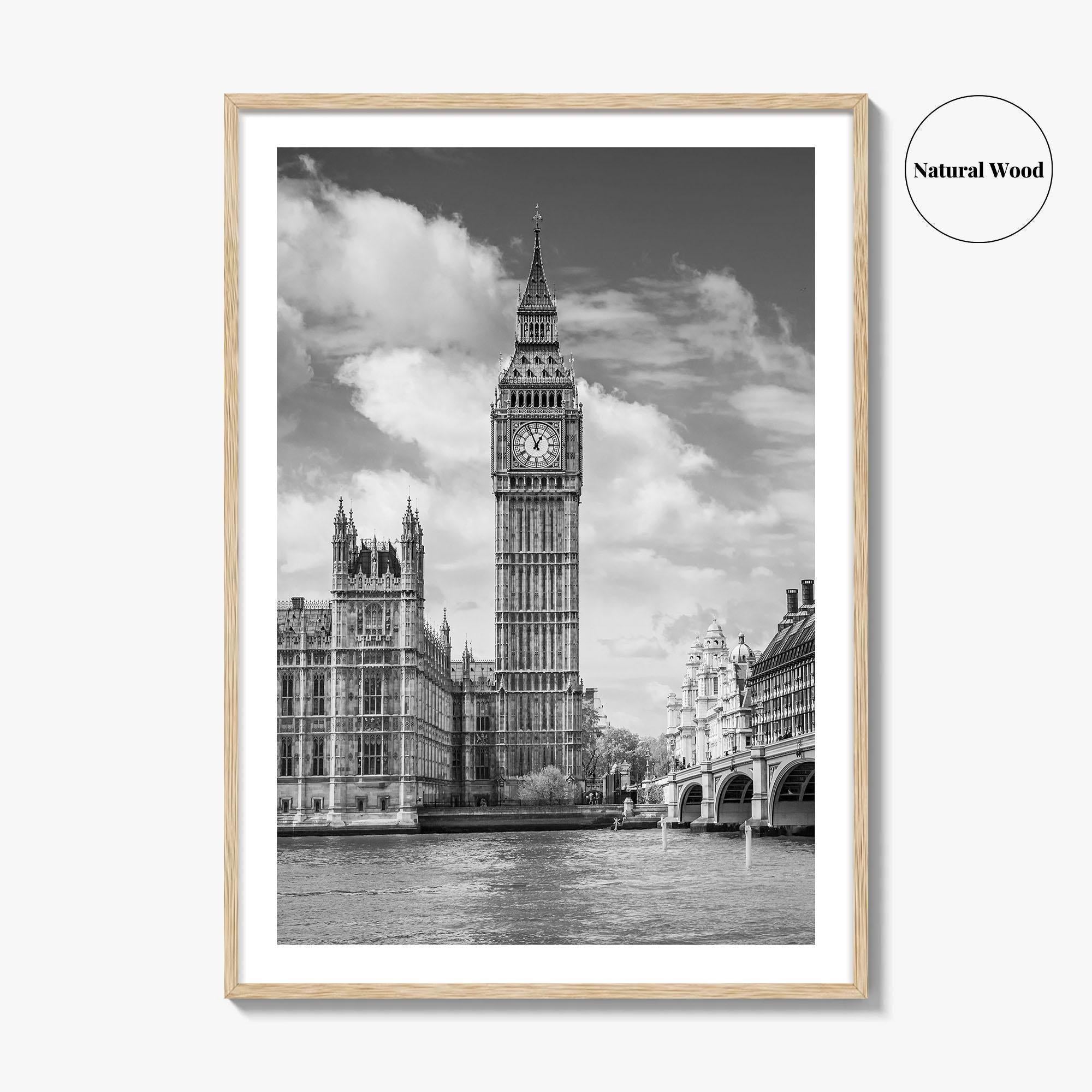 London Black and White Fine Art Photo Print, Big Ben Parliament UK Poster