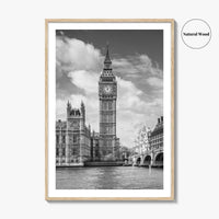 London Black and White Fine Art Photo Print, Big Ben Parliament UK Poster