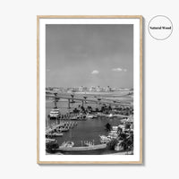 Nassau Black and White Fine Art Photo Print, Bahamas Paradise Island Bridge Boats Poster