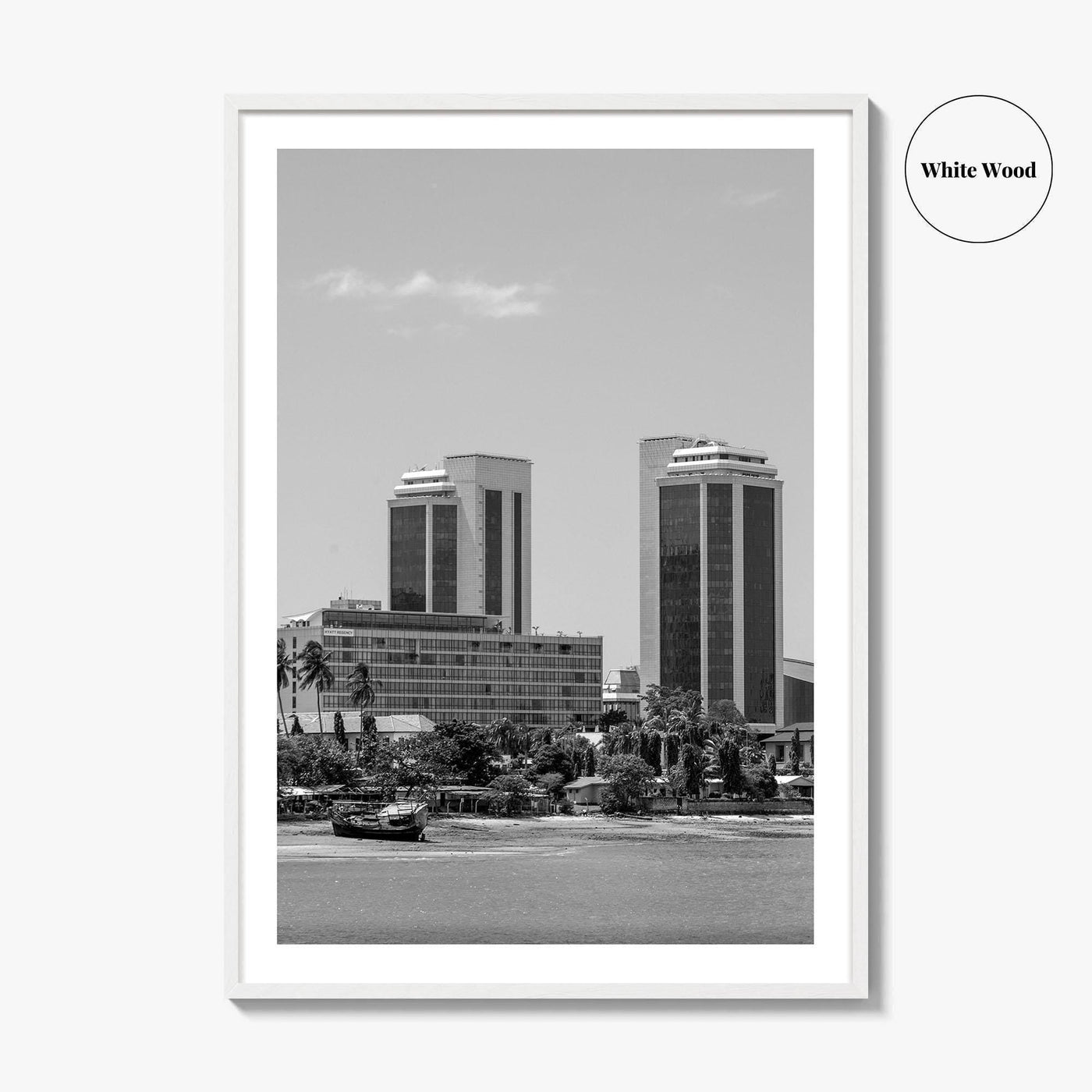 Dar es Salaam Skyline Black and White Fine Art Photo Print, Tanzania Poster
