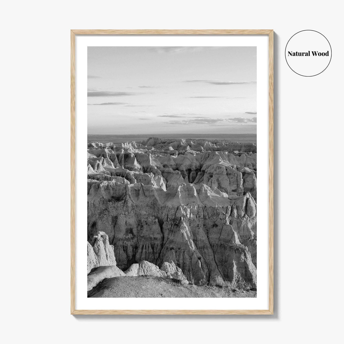 Badlands National Park Black and White Fine Art Photo Print, South Dakota Landscape Poster