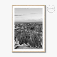 Badlands National Park Black and White Fine Art Photo Print, South Dakota Landscape Poster