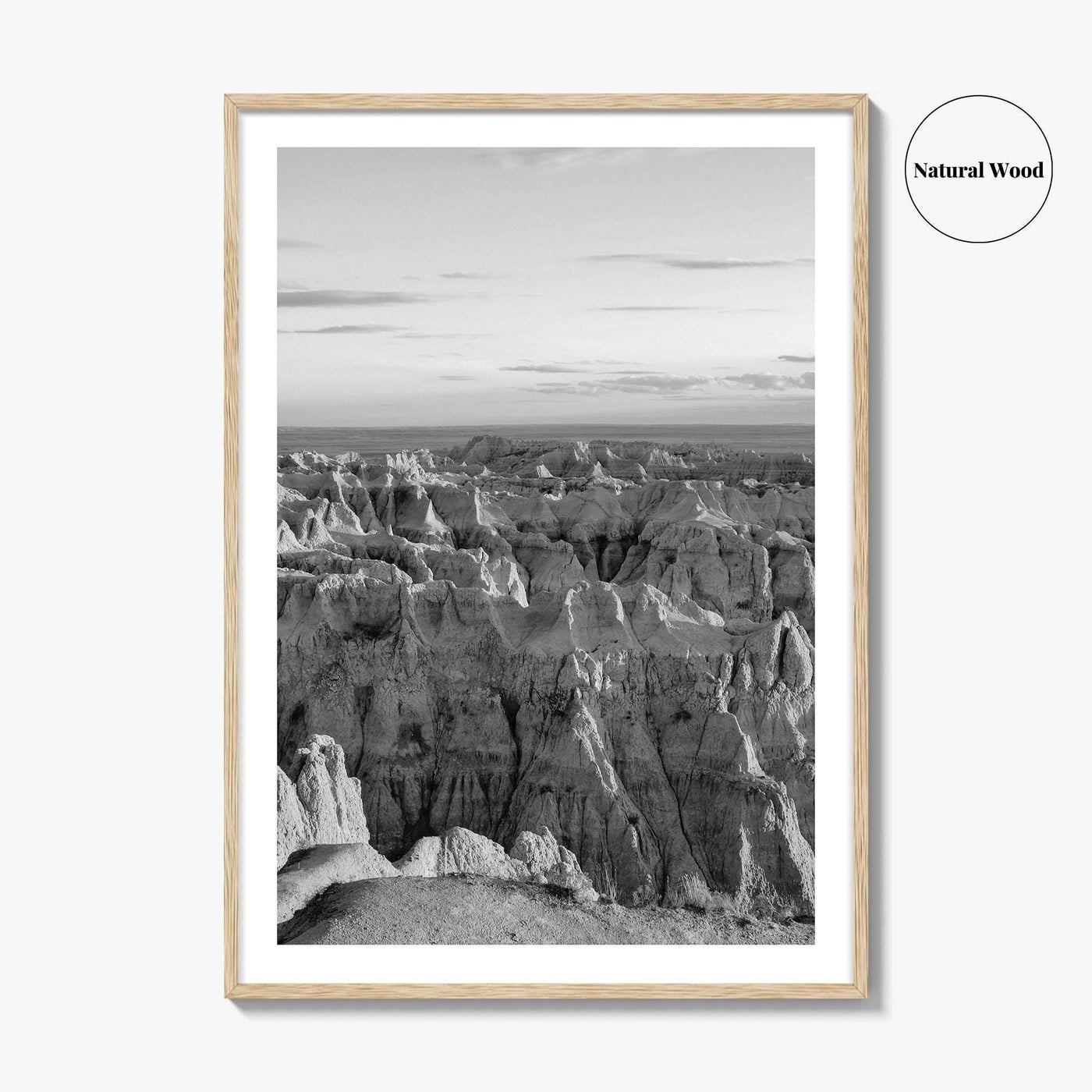 Badlands National Park Black and White Fine Art Photo Print, South Dakota Landscape Poster