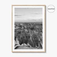 Badlands National Park Black and White Fine Art Photo Print, South Dakota Landscape Poster