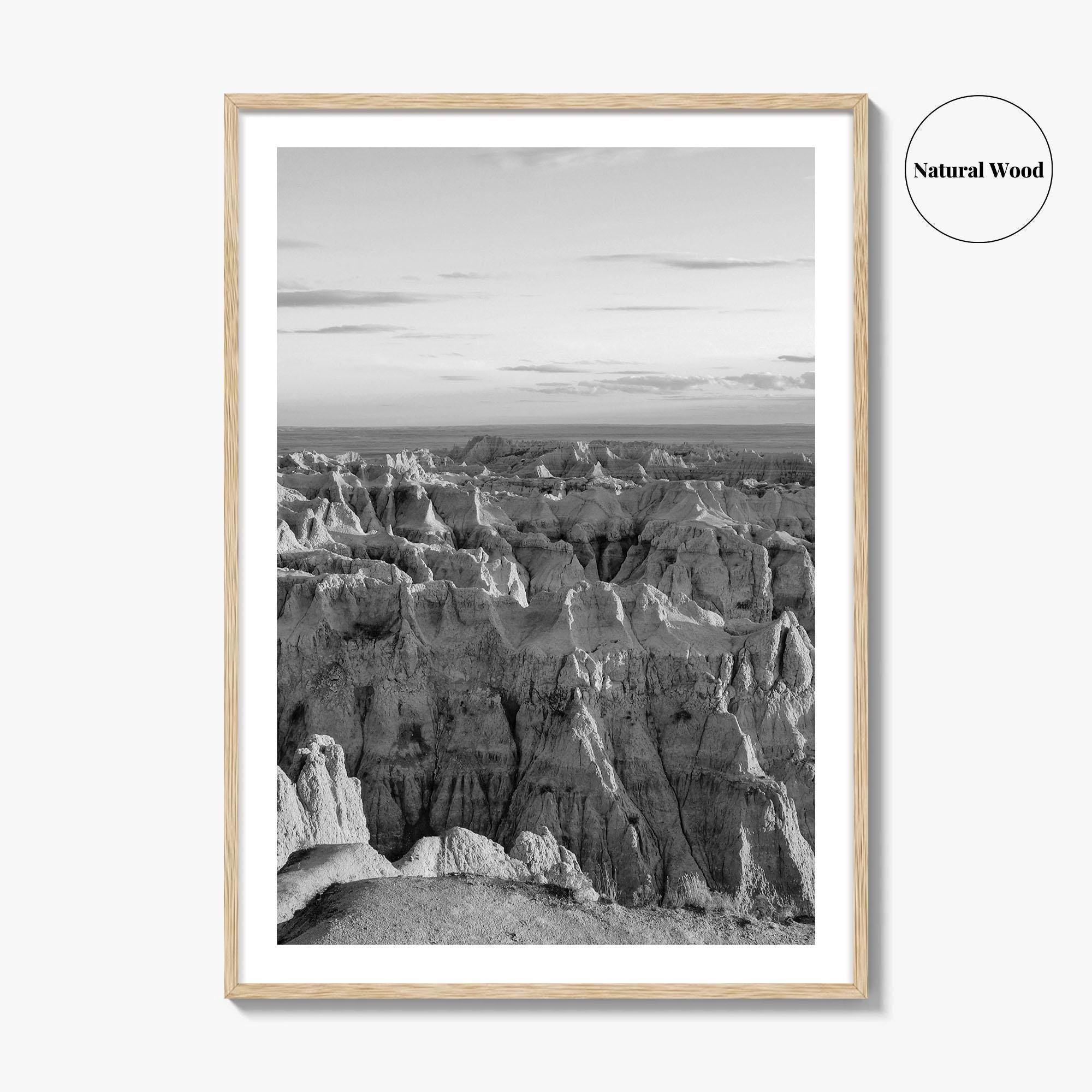 Badlands National Park Black and White Fine Art Photo Print, South Dakota Landscape Poster