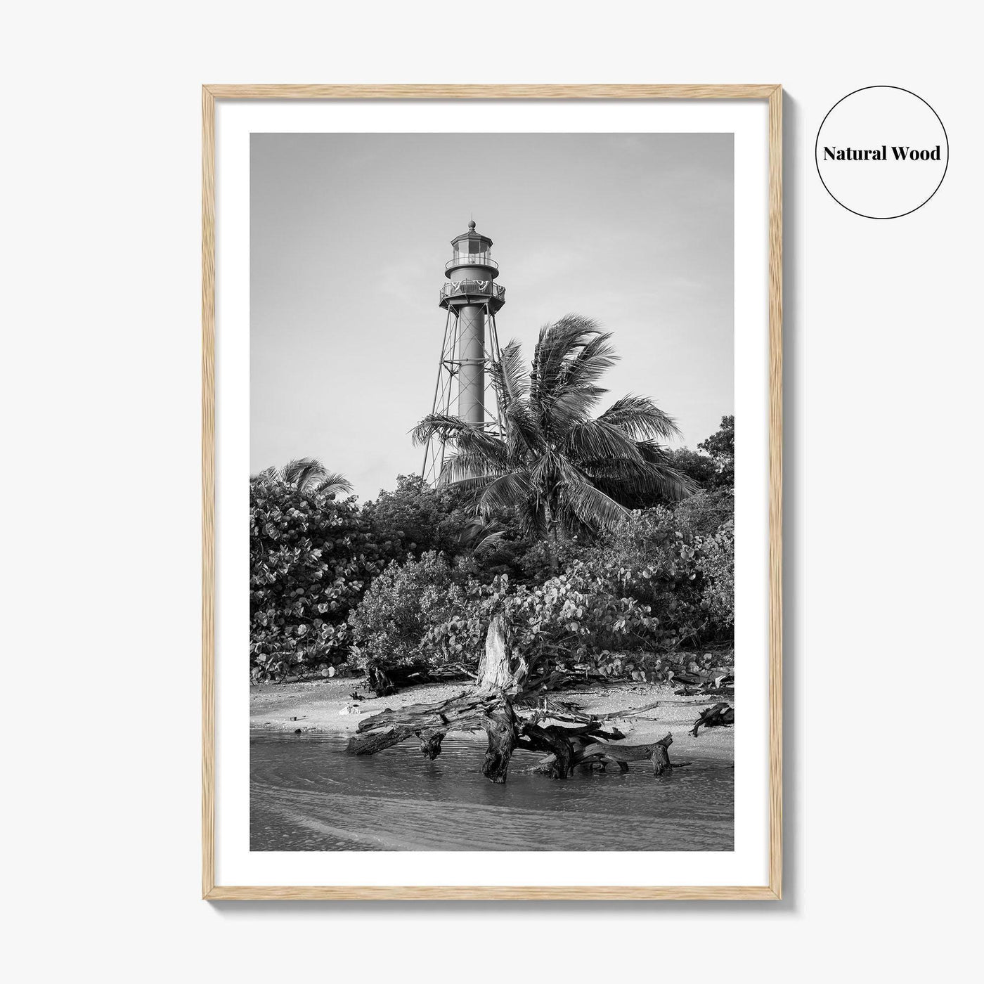 Captiva Black and White Fine Art Photo Print, Sanibel Island Lighthouse, Florida Poster