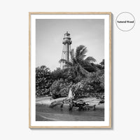 Captiva Black and White Fine Art Photo Print, Sanibel Island Lighthouse, Florida Poster