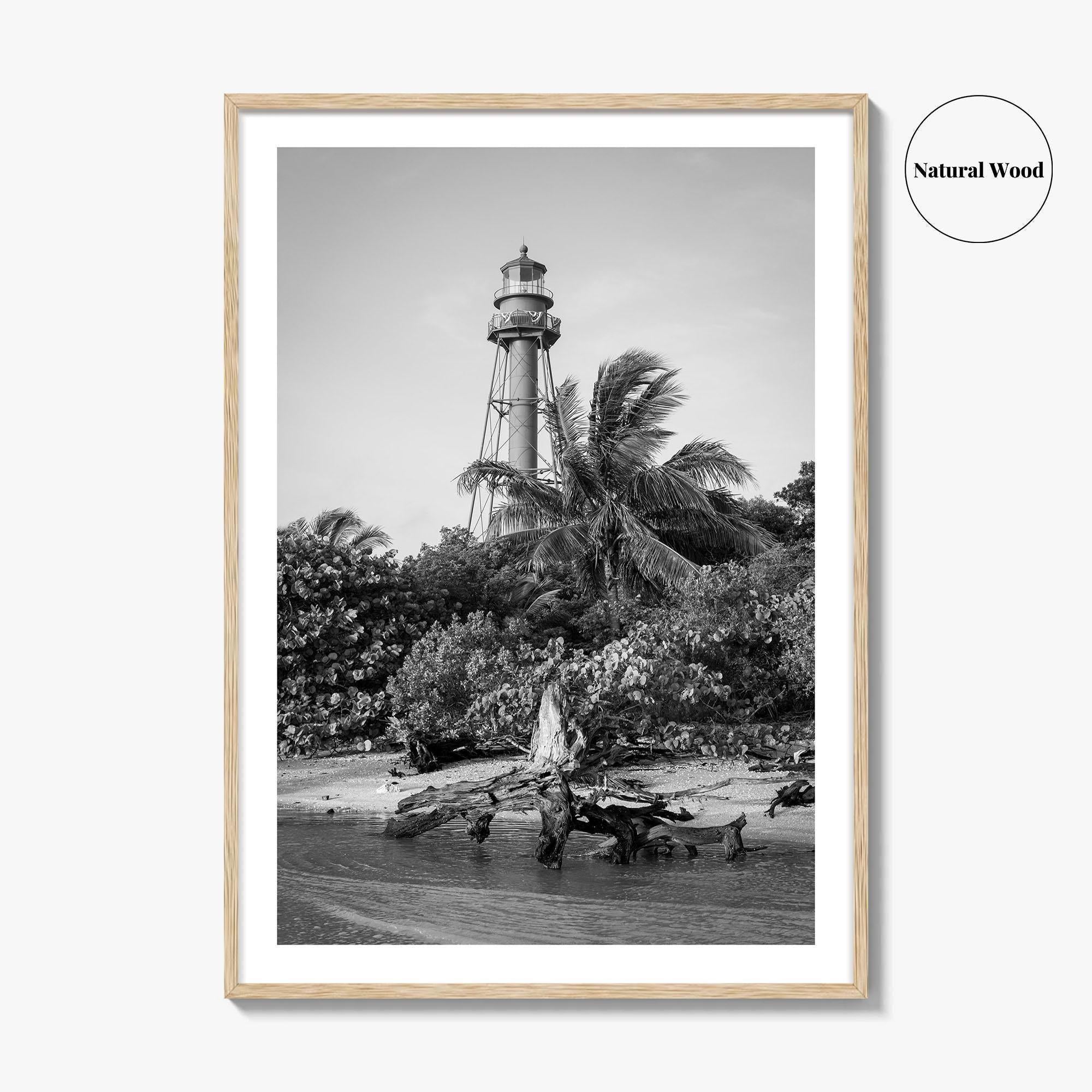 Captiva Black and White Fine Art Photo Print, Sanibel Island Lighthouse, Florida Poster