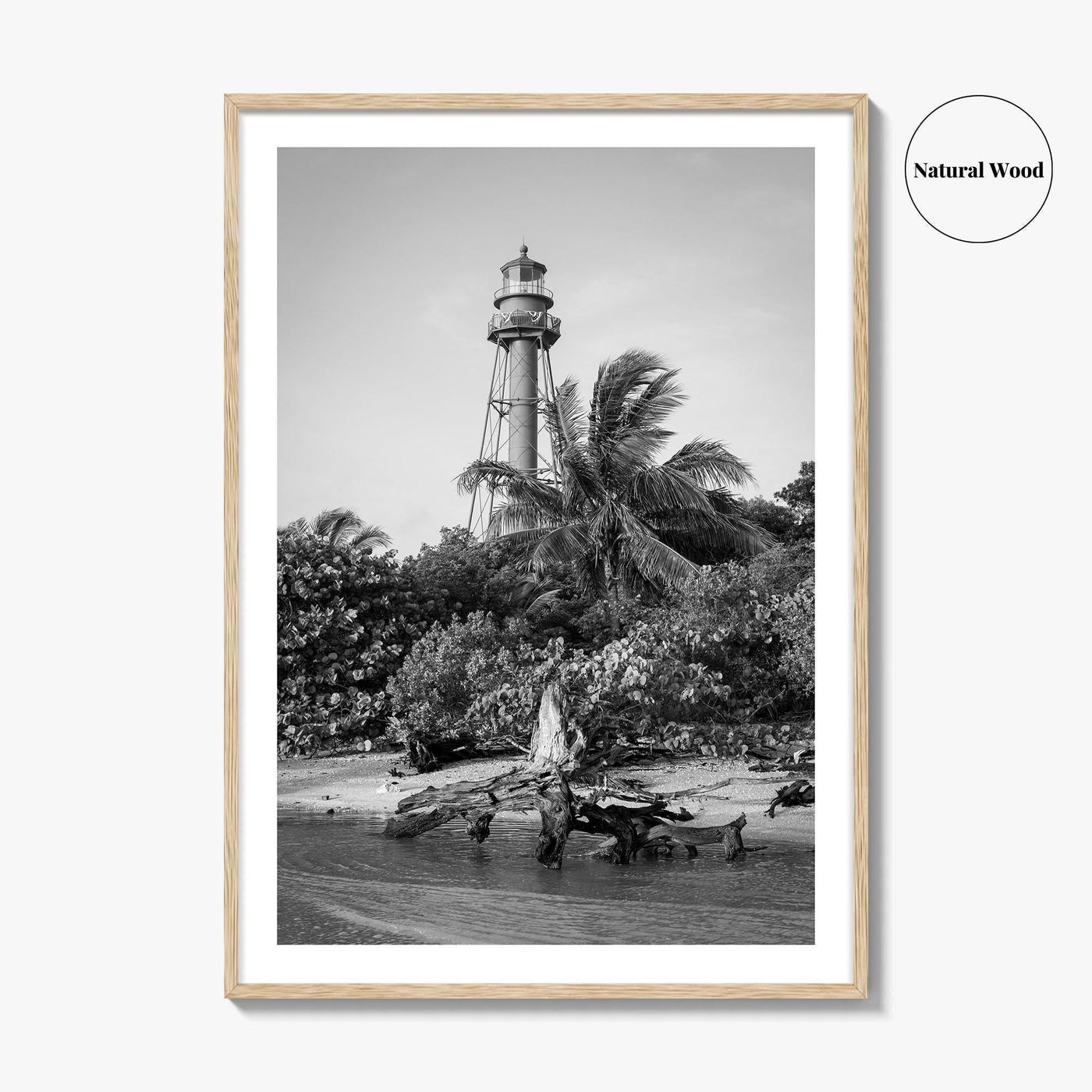 Captiva Black and White Fine Art Photo Print, Sanibel Island Lighthouse, Florida Poster