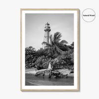 Captiva Black and White Fine Art Photo Print, Sanibel Island Lighthouse, Florida Poster