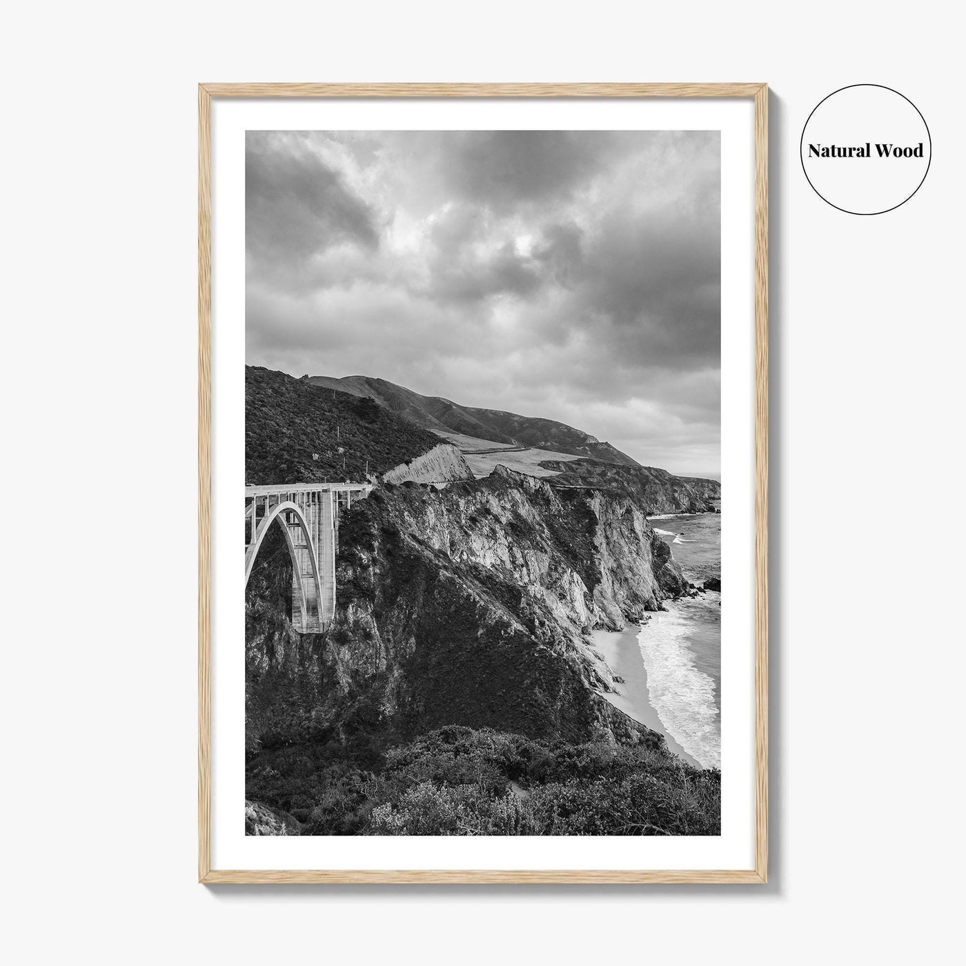 Big Sur Black and White Fine Art Photo Print, Bixby Bridge Poster
