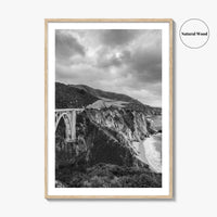 Big Sur Black and White Fine Art Photo Print, Bixby Bridge Poster