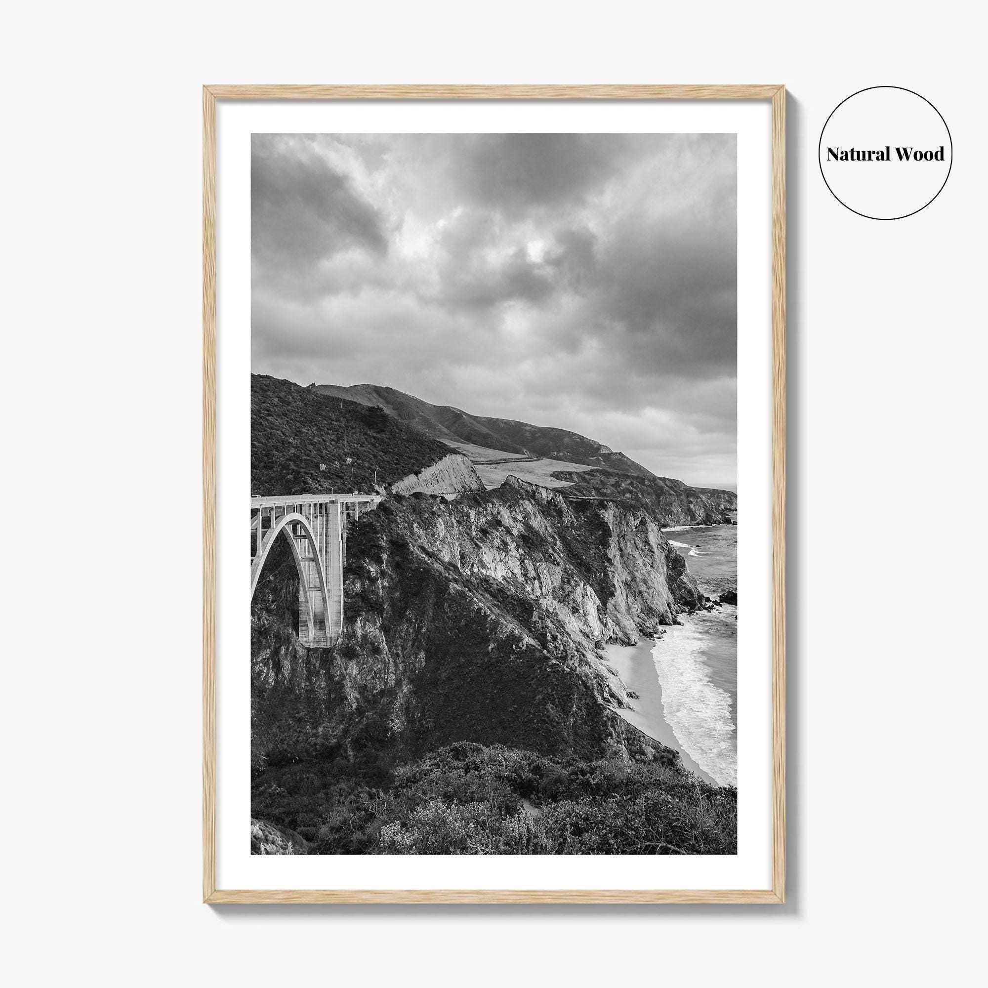 Big Sur Black and White Fine Art Photo Print, Bixby Bridge Poster