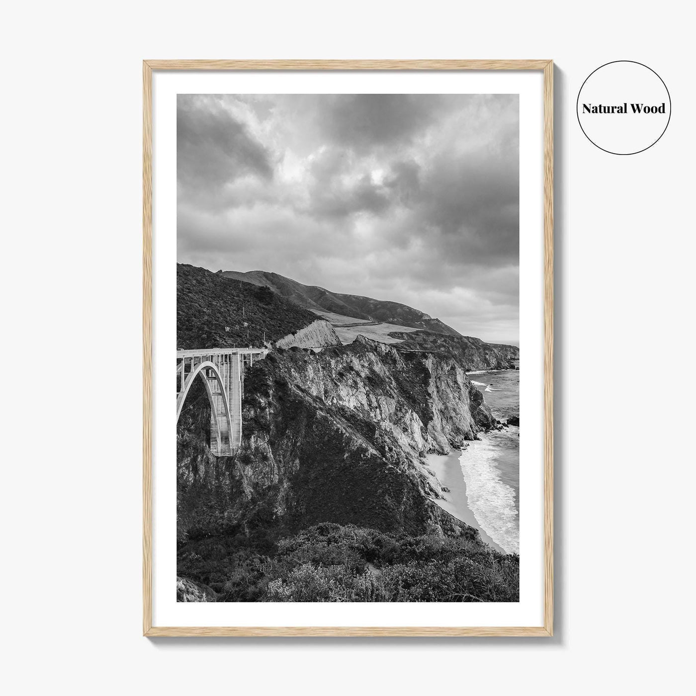 Big Sur Black and White Fine Art Photo Print, Bixby Bridge Poster