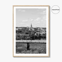 Manchester New Hampshire Skyline Black and White Fine Art Photo Print, Poster, Merrimack River