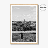 Manchester New Hampshire Skyline Black and White Fine Art Photo Print, Poster, Merrimack River