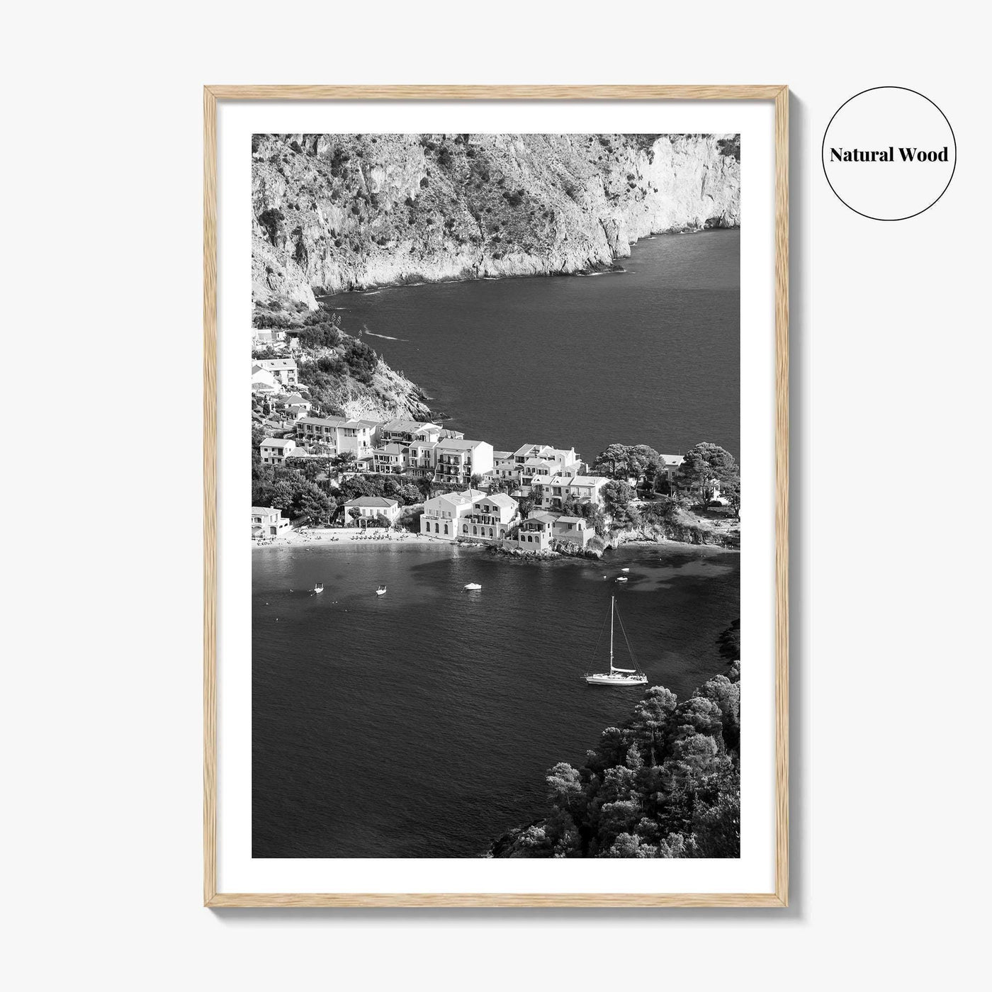 Cephalonia Black and White Fine Art Photo Print, Assos Village Kefalonia Greece Poster