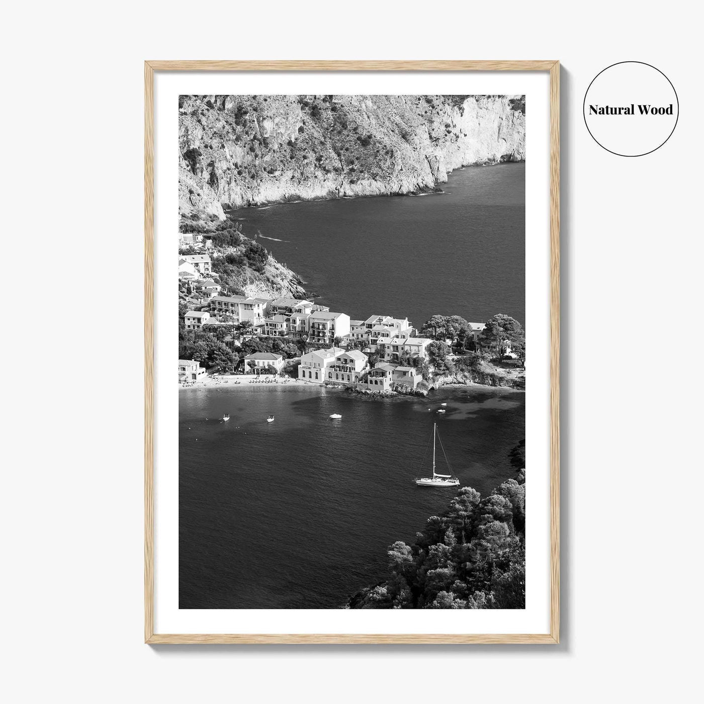 Cephalonia Black and White Fine Art Photo Print, Assos Village Kefalonia Greece Poster