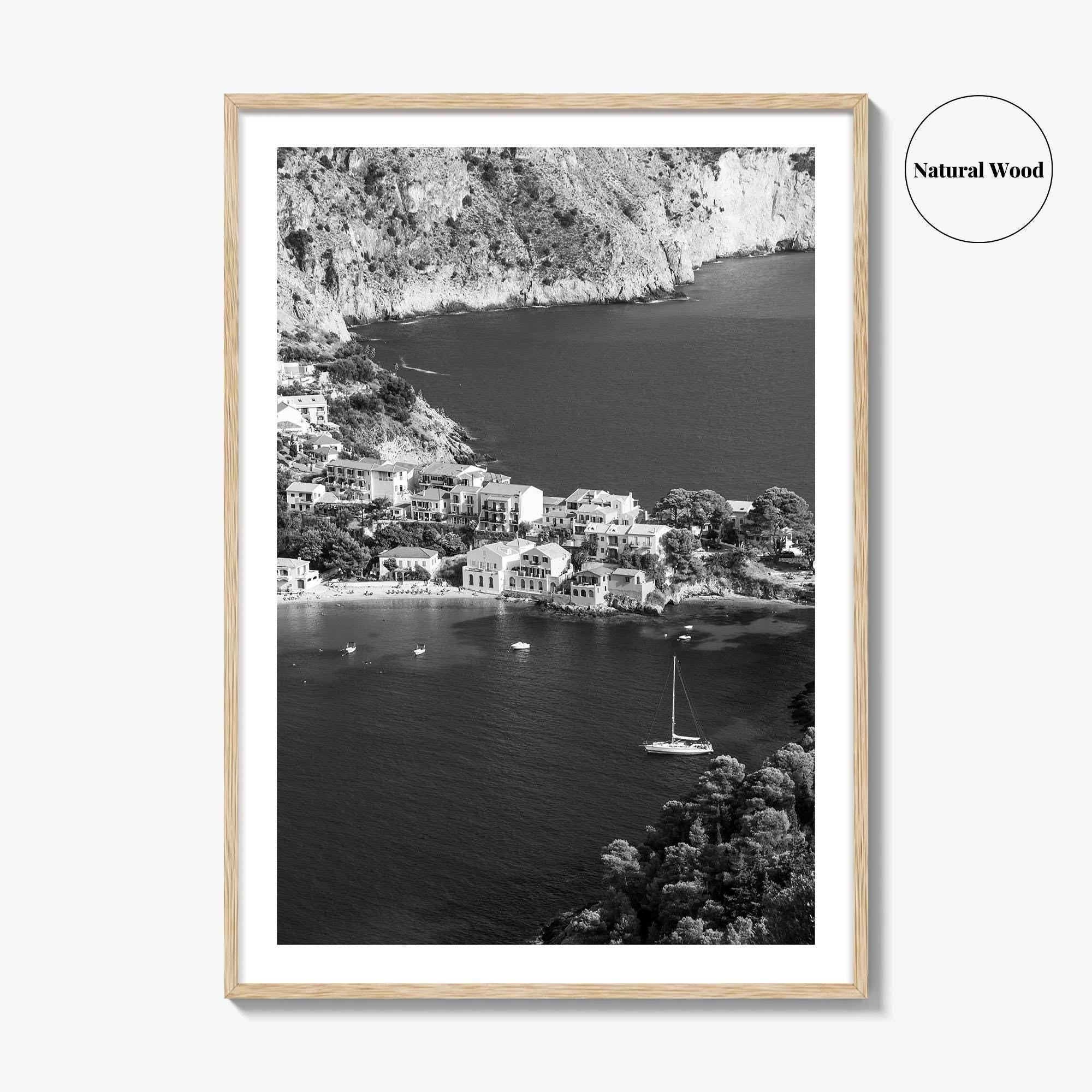 Cephalonia Black and White Fine Art Photo Print, Assos Village Kefalonia Greece Poster