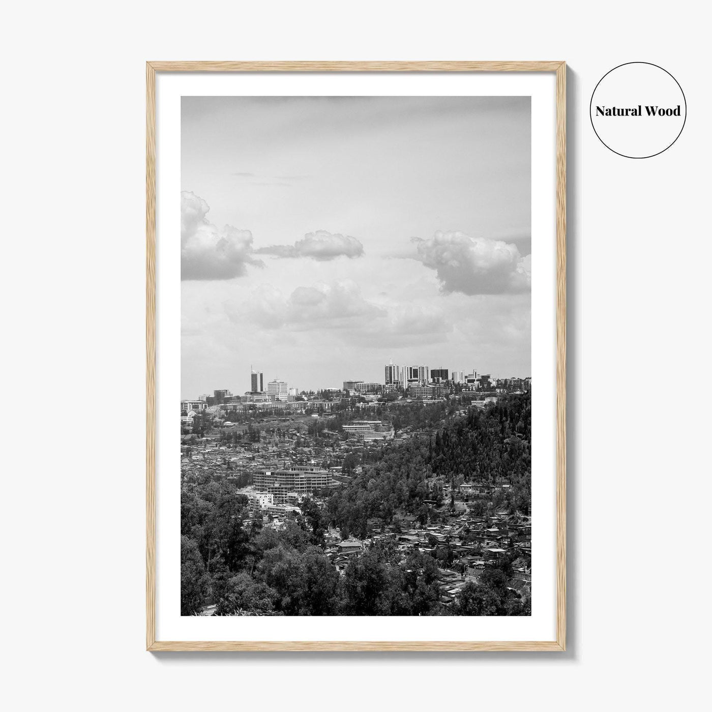 Kigali Skyline Black and White Fine Art Photo Print, Rwanda Poster Africa