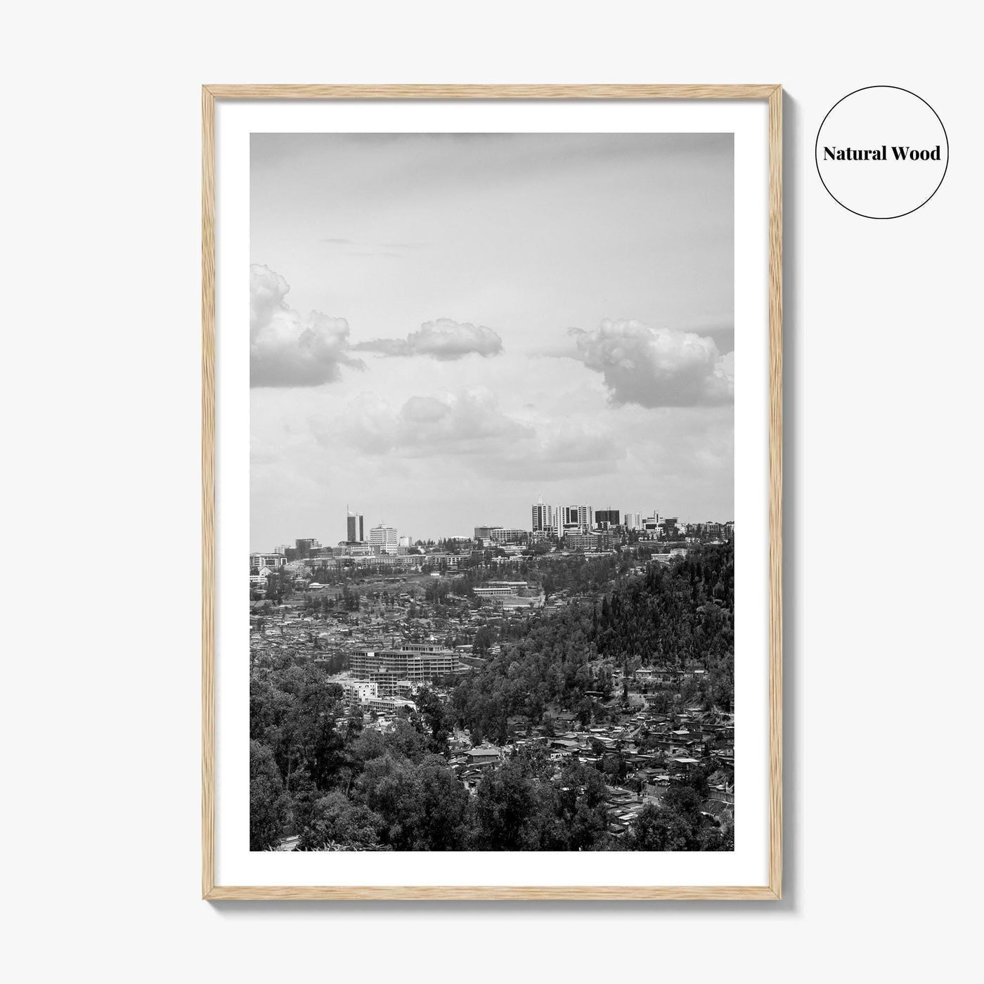 Kigali Skyline Black and White Fine Art Photo Print, Rwanda Poster Africa