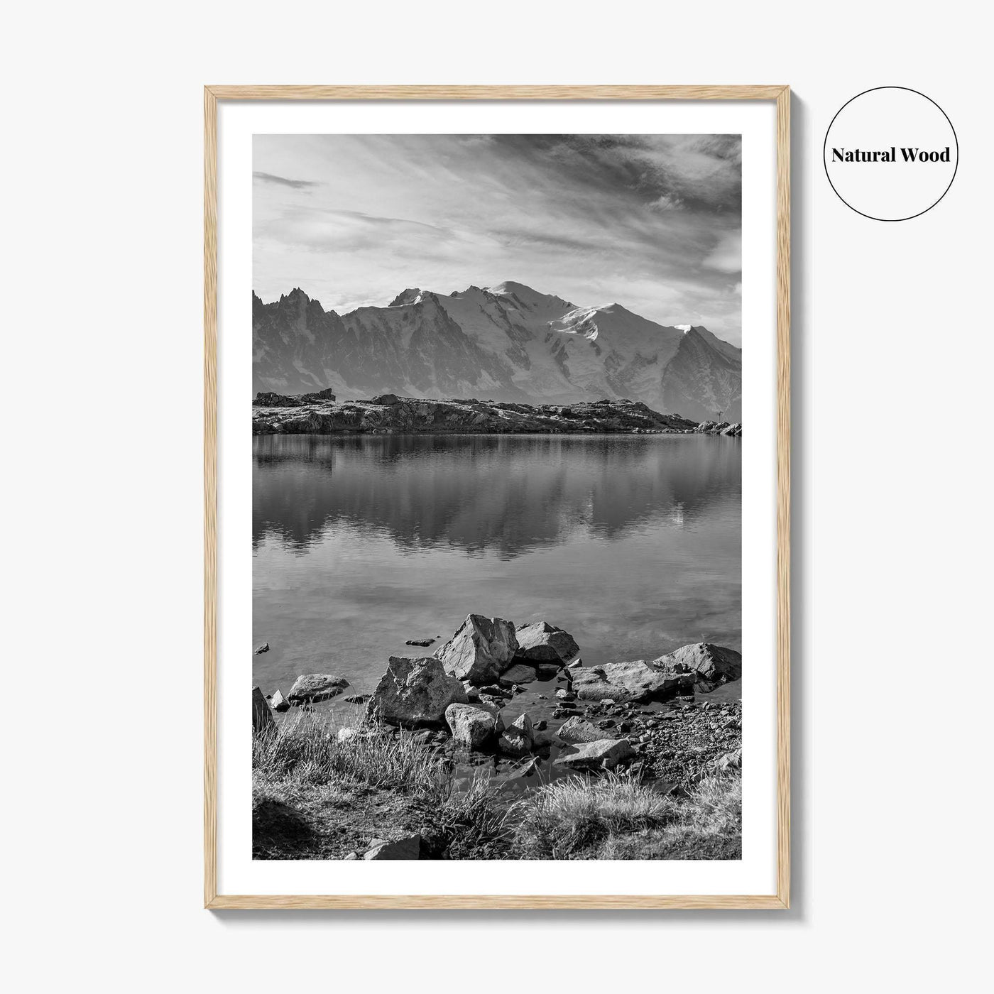 Chamonix Black and White Fine Art Photo Print, Mont Blanc French Alps Poster