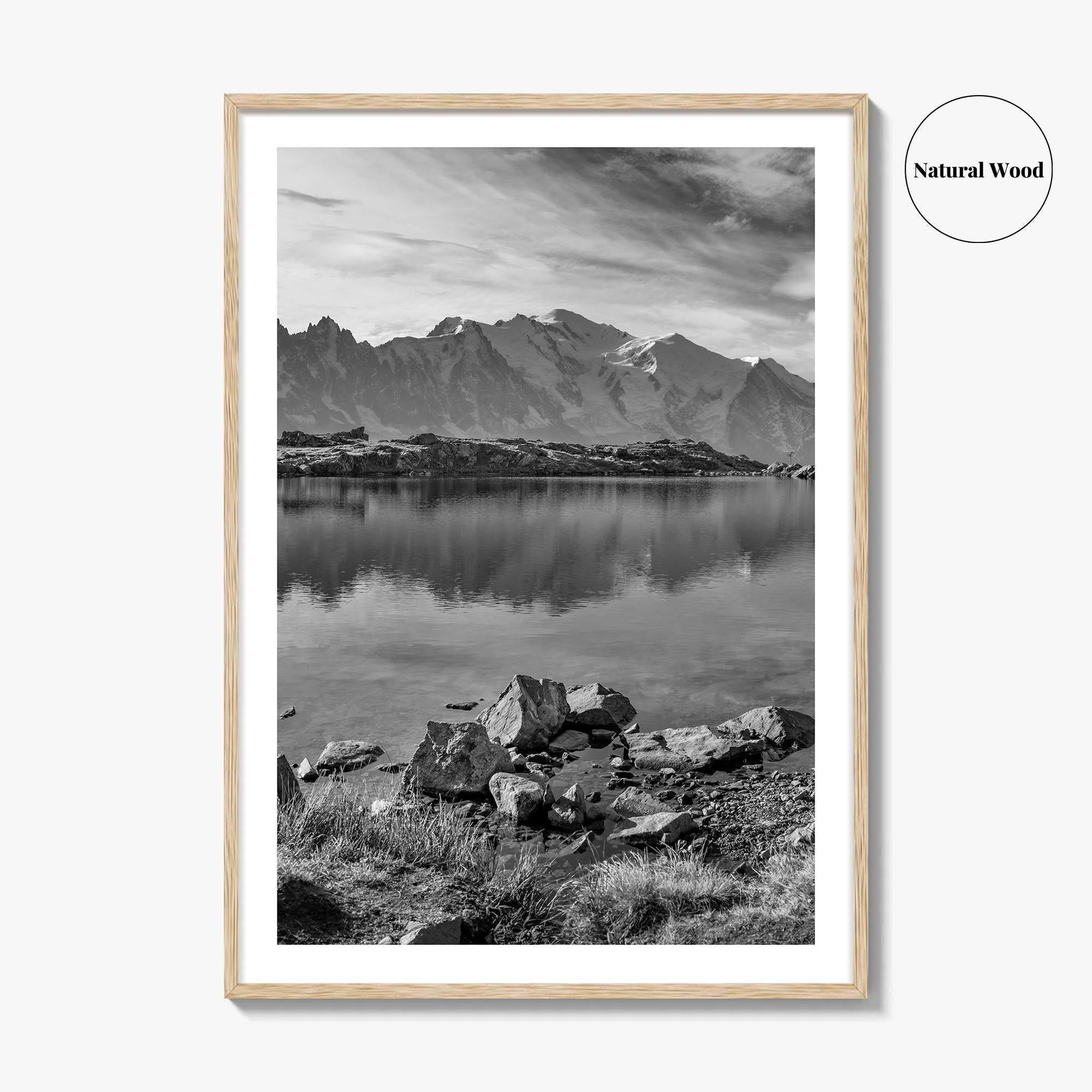 Chamonix Black and White Fine Art Photo Print, Mont Blanc French Alps Poster