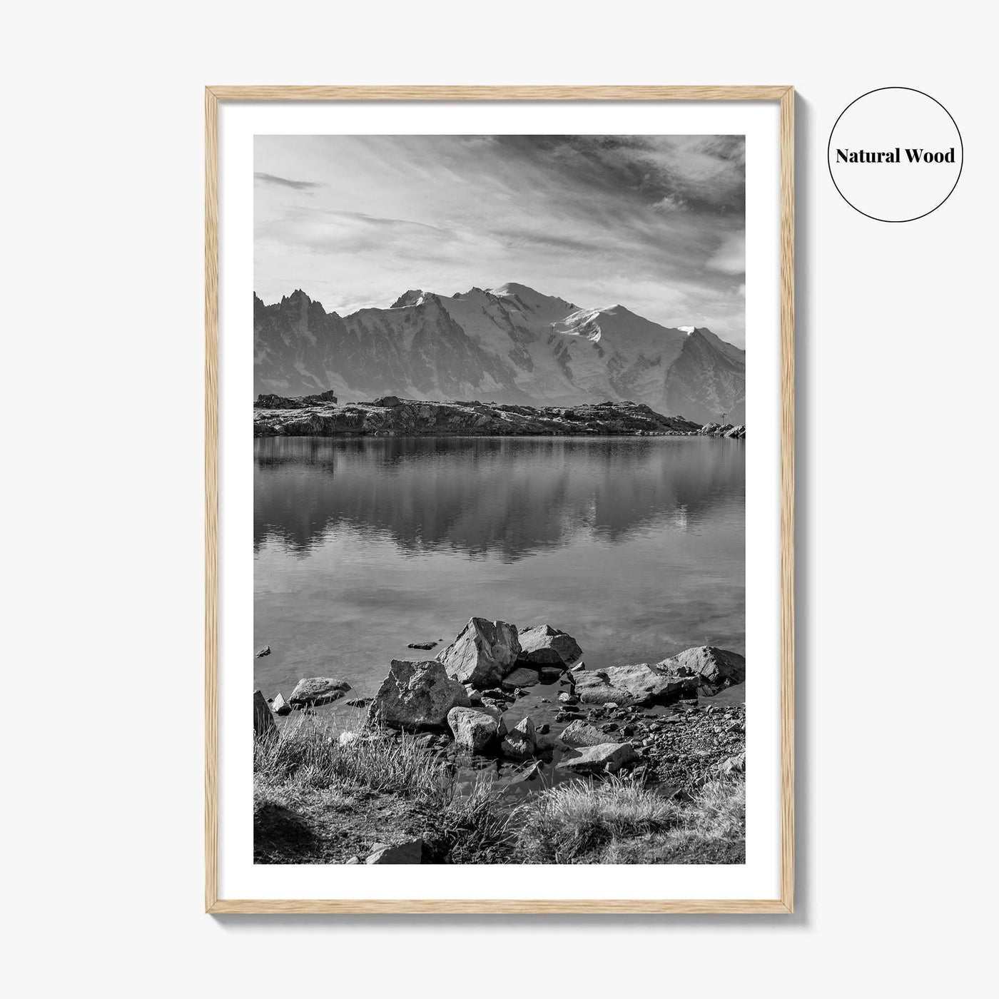 Chamonix Black and White Fine Art Photo Print, Mont Blanc French Alps Poster