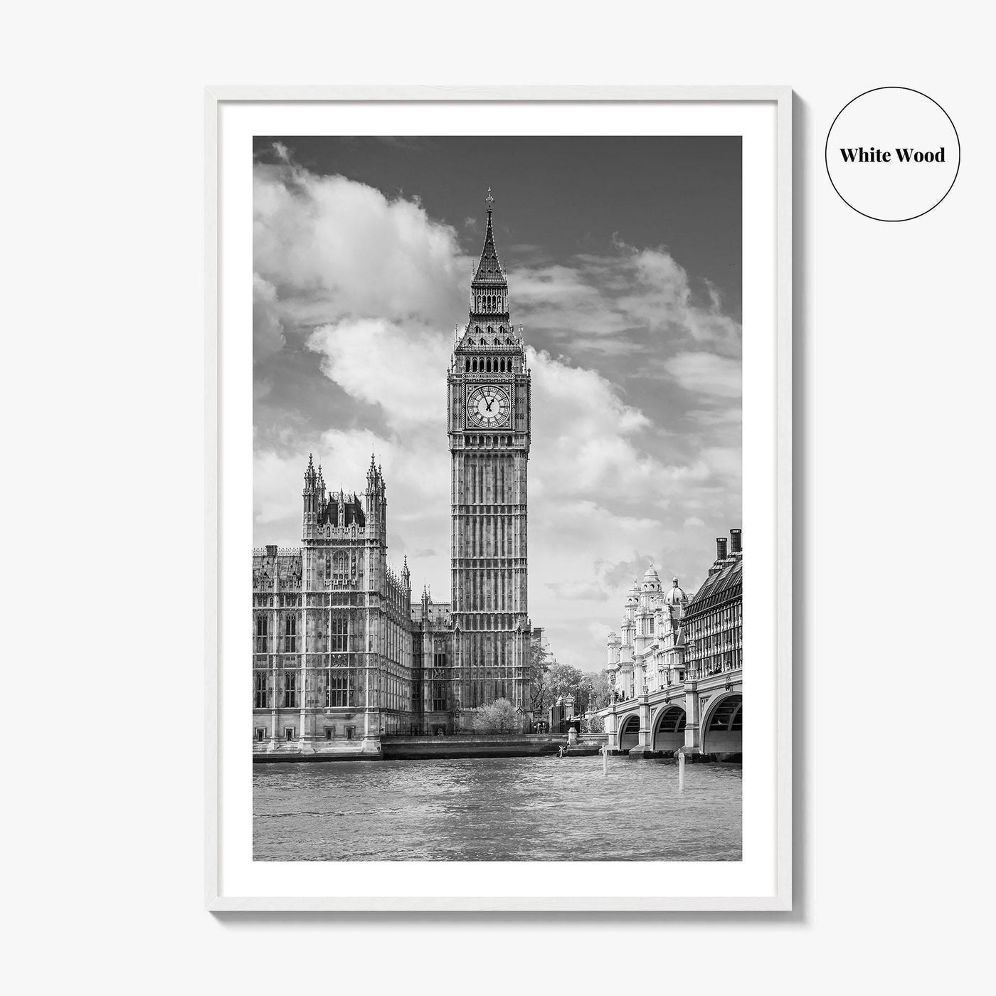London Black and White Fine Art Photo Print, Big Ben Parliament UK Poster