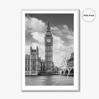 London Black and White Fine Art Photo Print, Big Ben Parliament UK Poster
