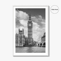 London Black and White Fine Art Photo Print, Big Ben Parliament UK Poster