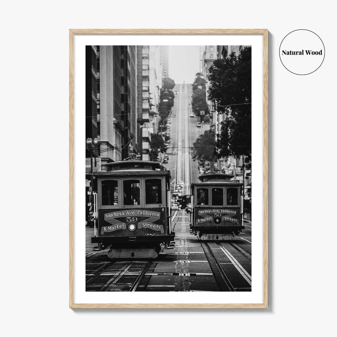 San Francisco Black and White Fine Art Photo Print, Cable Car California Street Poster