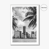 Miami Skyline Black and White Fine Art Photo Print, Florida Downtown Wall Poster, USA