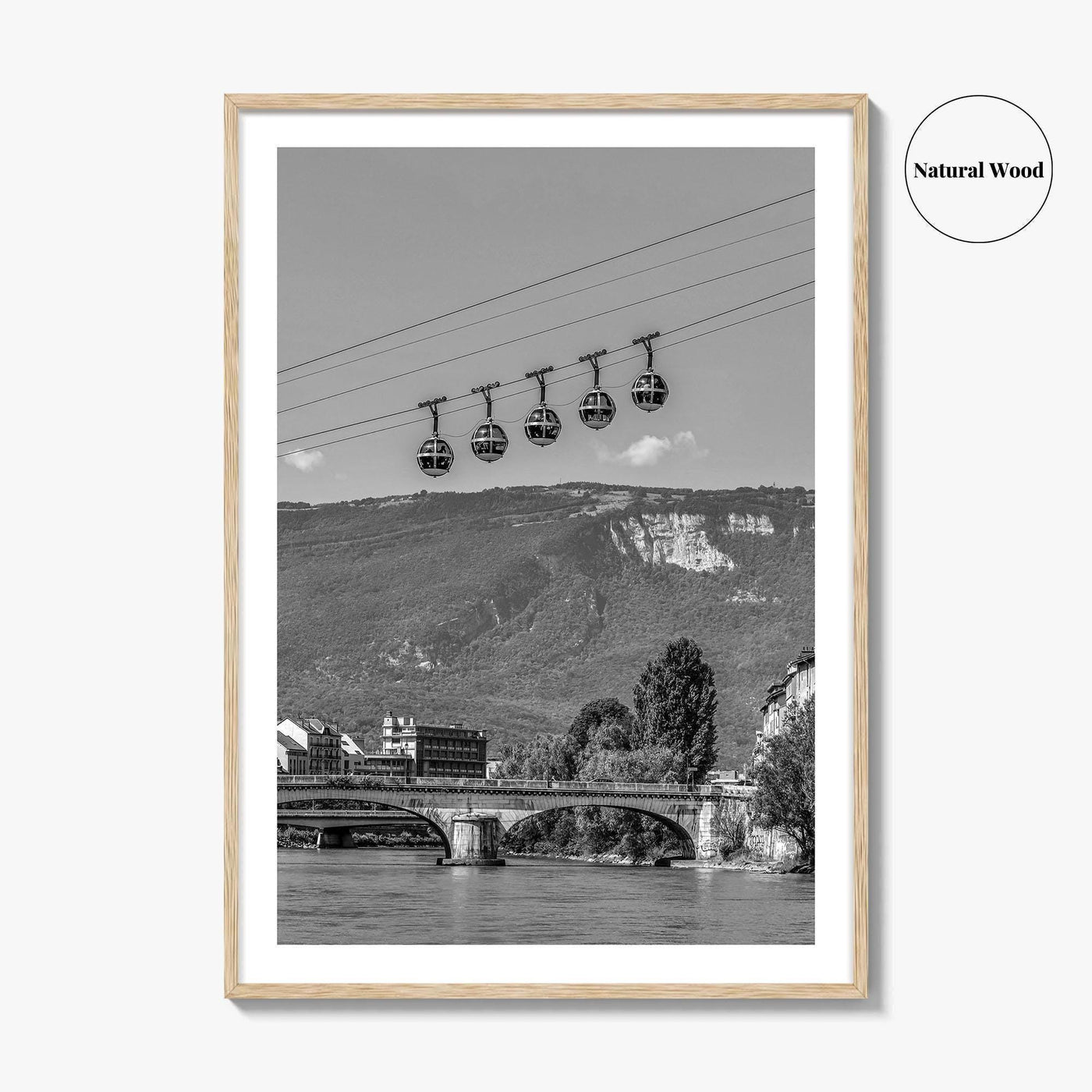 Grenoble Black and White Fine Art Photo Print, Bastille, Isere River Poster