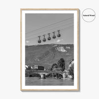 Grenoble Black and White Fine Art Photo Print, Bastille, Isere River Poster