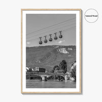 Grenoble Black and White Fine Art Photo Print, Bastille, Isere River Poster