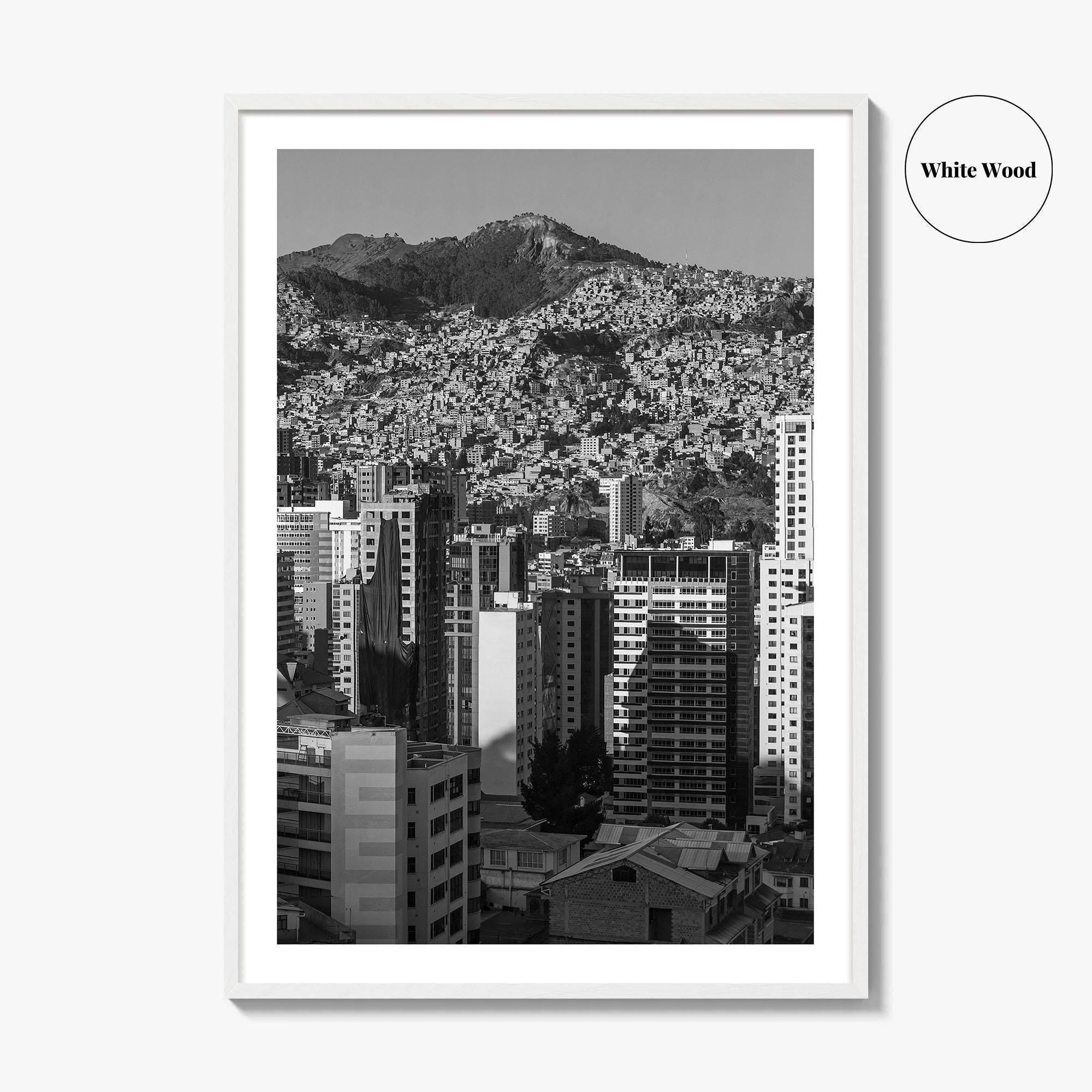 La Paz Black and White Fine Art Photo Print, Bolivia Andes Mountains Poster