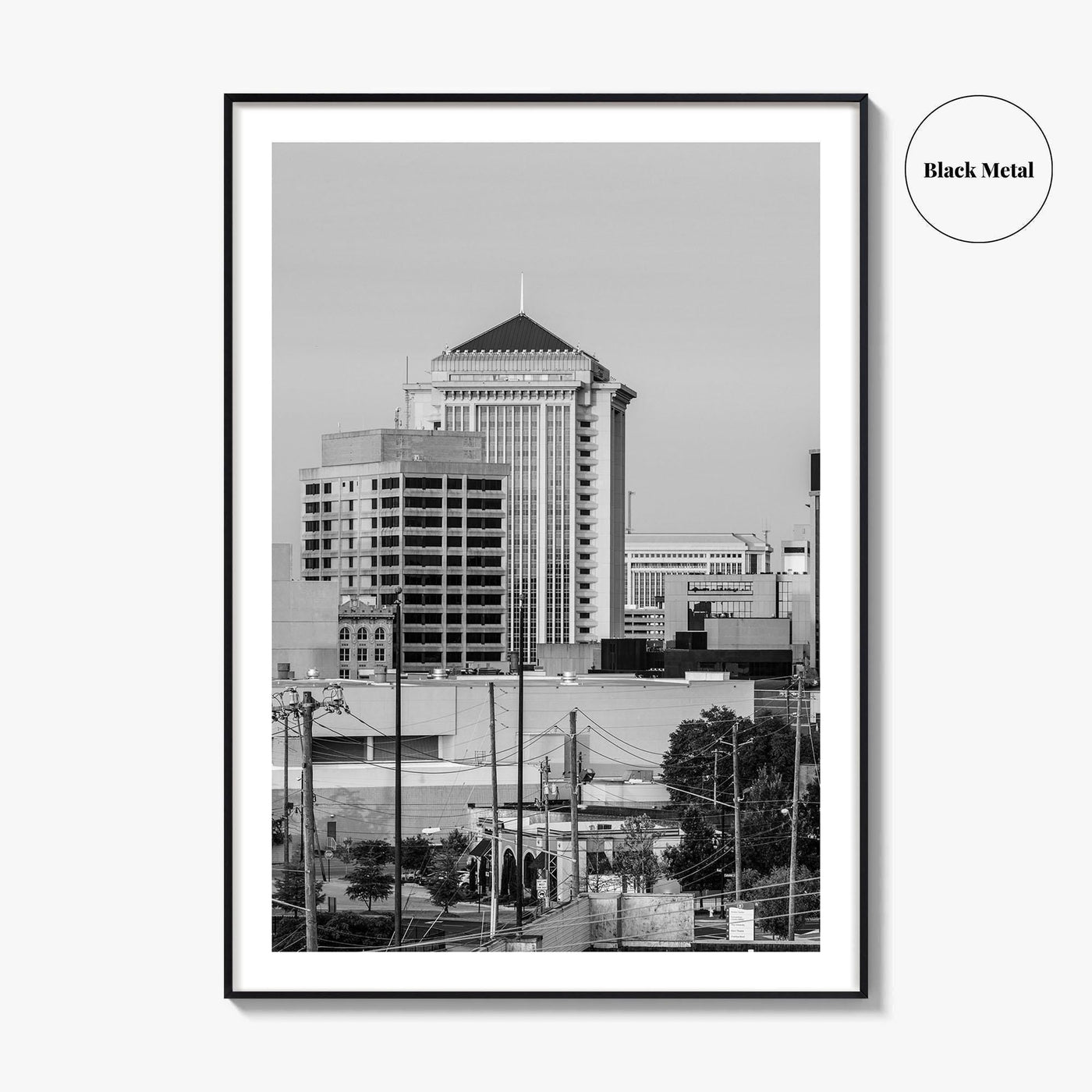 Montgomery Skyline Black and White Fine Art Photo Print, Downtown, Alabama USA Poster