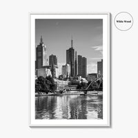 Melbourne Skyline Black and White Fine Art Photo Print, Southbank, Victoria Australia Wall Poster