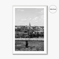 Manchester New Hampshire Skyline Black and White Fine Art Photo Print, Poster, Merrimack River