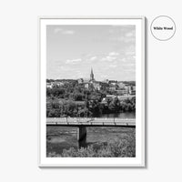 Manchester New Hampshire Skyline Black and White Fine Art Photo Print, Poster, Merrimack River