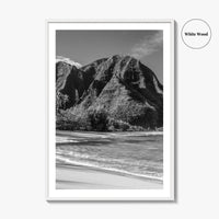 Tunnels Beach Kauai Black and White Fine Art Photo Print, Hawaii Wall Decor, Hanalei