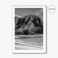 Tunnels Beach Kauai Black and White Fine Art Photo Print, Hawaii Wall Decor, Hanalei