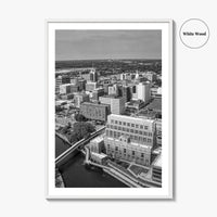Lansing Skyline Black and White Fine Art Photo Print, Michigan Poster, USA